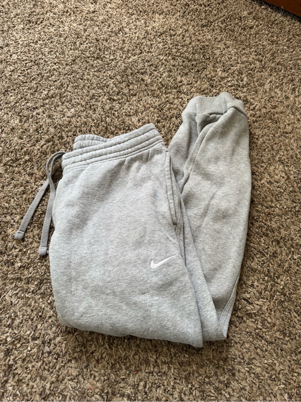 Nike Light Gray Men's Sweatpants with White Swoosh